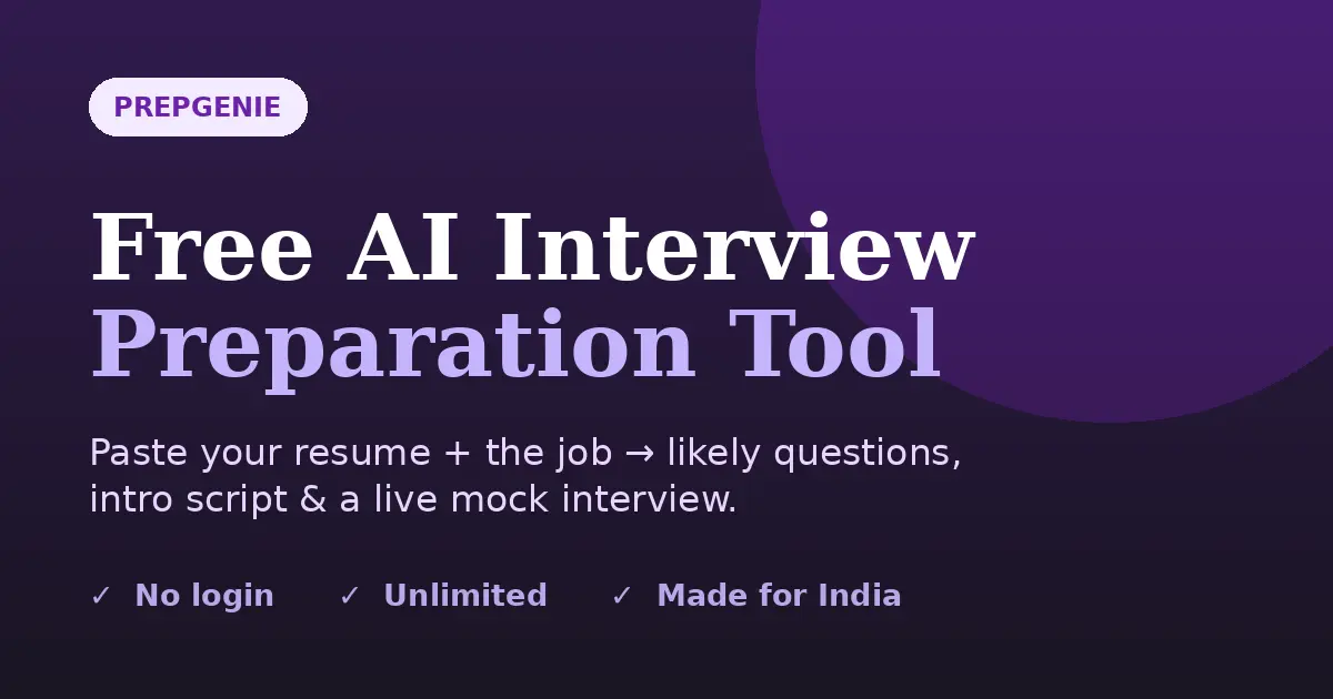 PrepGenie- Free AI Interview Preparation Tool — Get Interview Questions From Your Resume